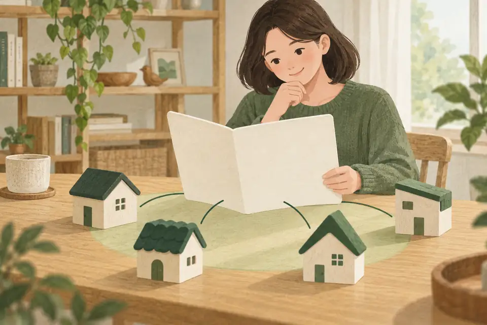 평동에서 여러 법정동 주소의 수거 관할을 확인하는 안내 일러스트